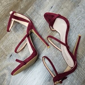 Boohoo | Red Velvety Strappy Heels